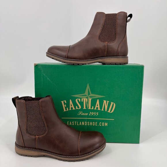 Eastland Drew Slip-On Chelsea Boots Size 8.5 Dark Brown Faux Leather Shoe - Picture 1 of 13